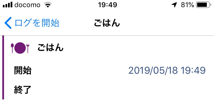 開始時間が表示された画像